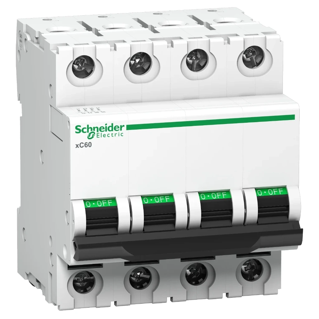 MCB-Schneider Electric Acti 9 63 Amp 4 Pole 10 kA B-Curve A9N4P63B