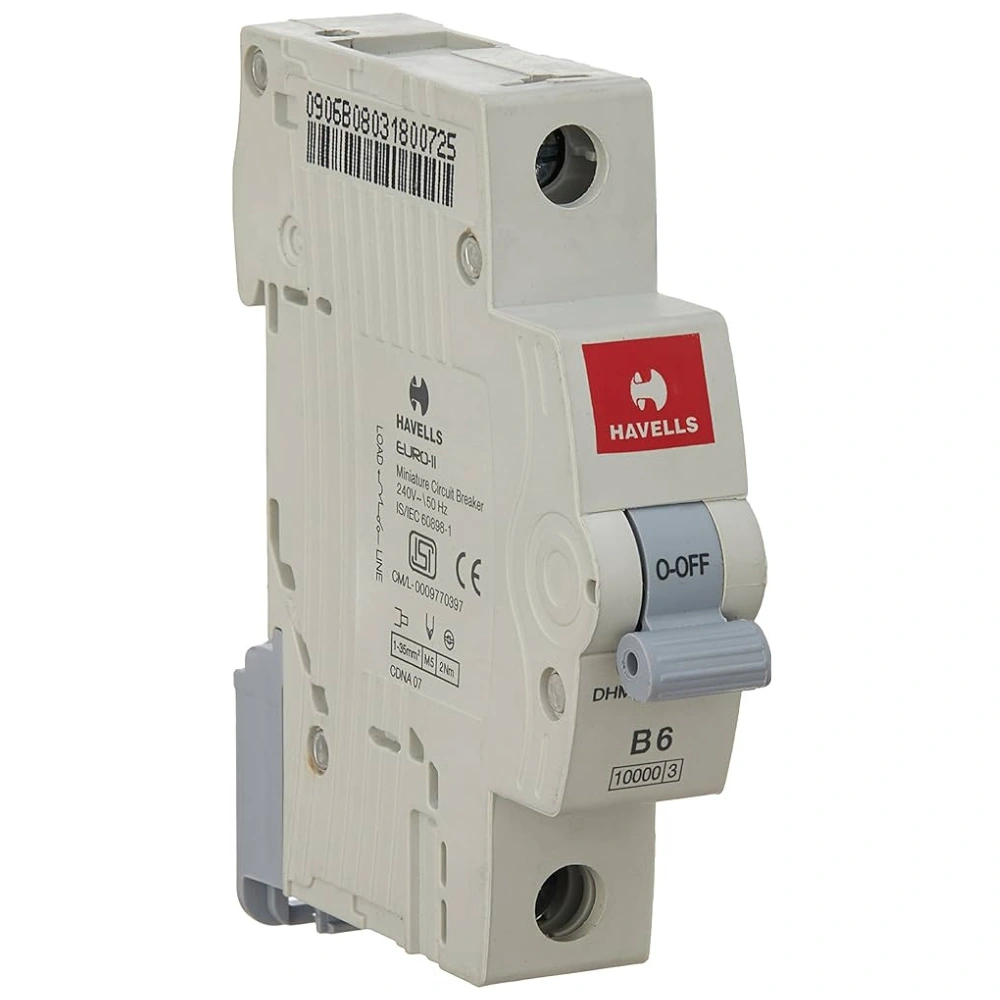 MCB-Havells Euro II 10 Amp 1 Pole 10 kA C-Curve MCB DHMGCSPF010