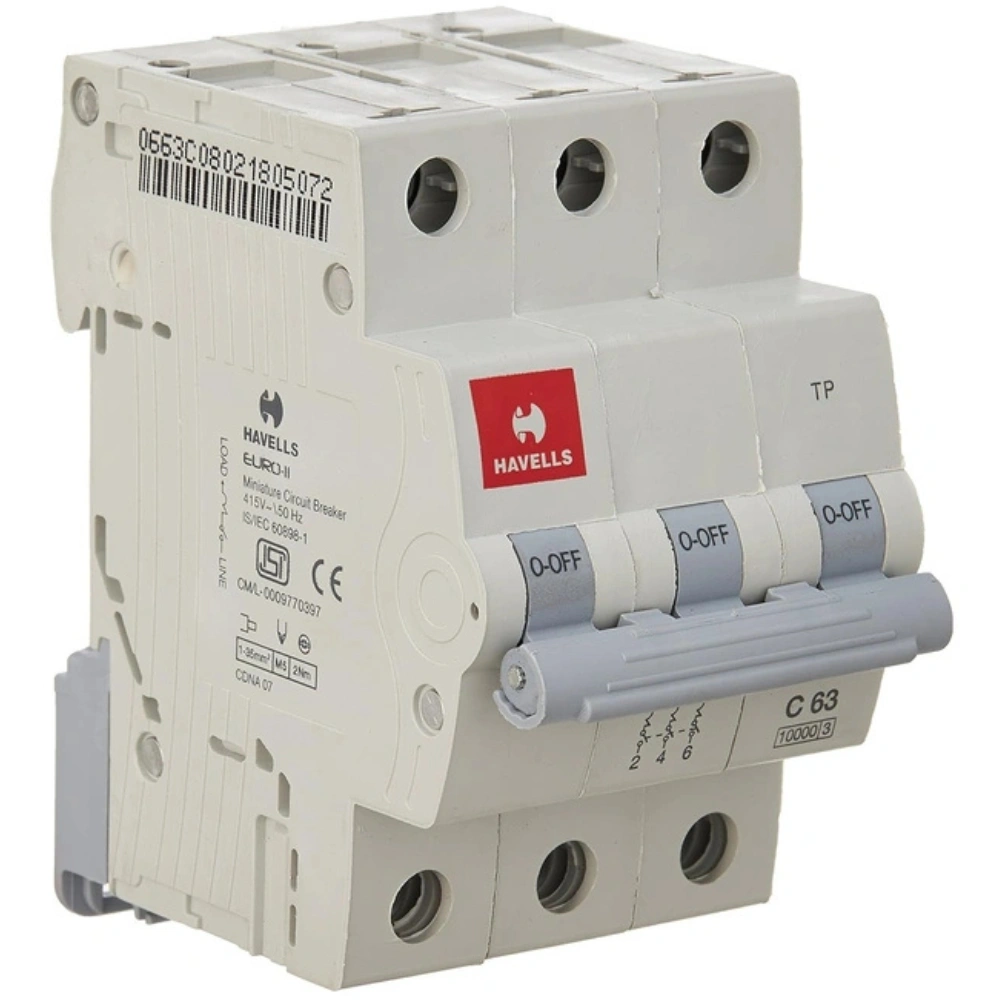 MCB-Havells Euro II 16 Amp 3 Pole 10 kA C-Curve MCB DHMGCTPF016