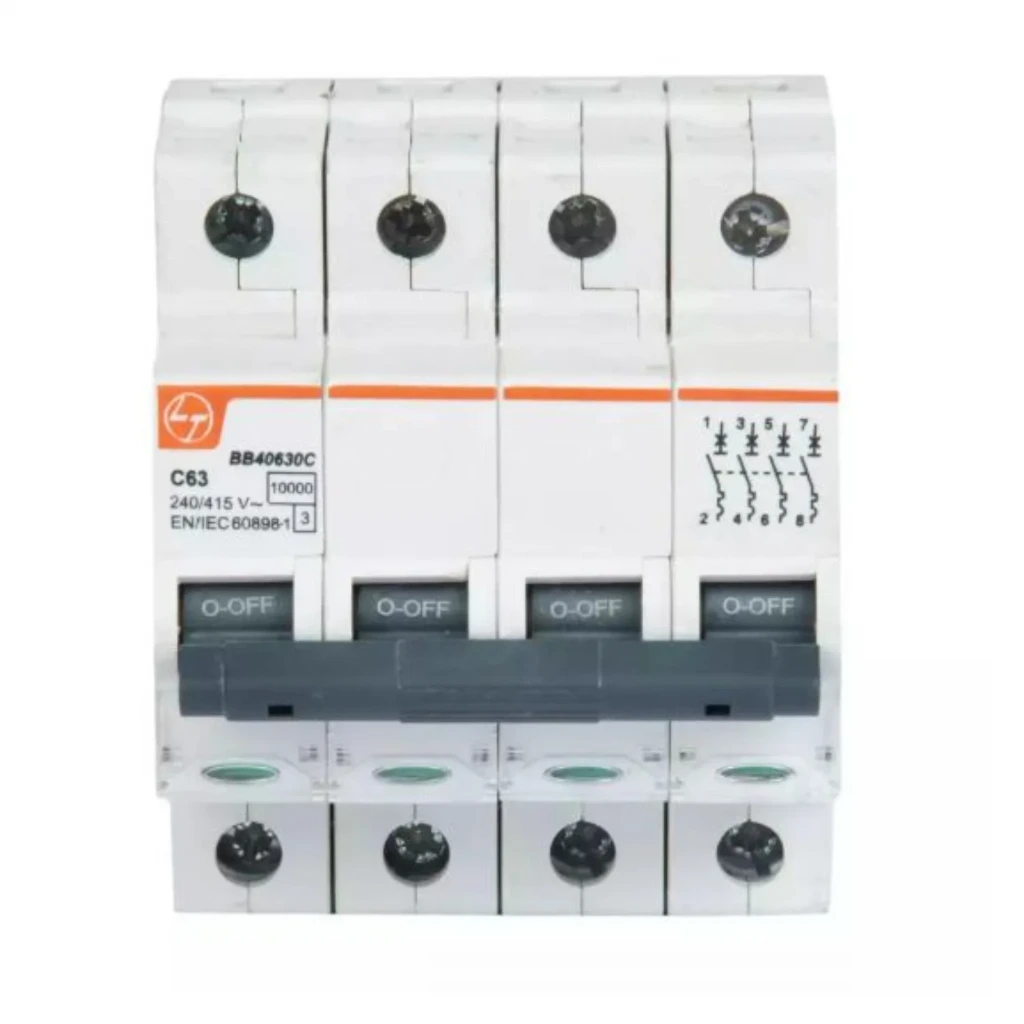 MCB-Lauritz Knudsen (Formerly L&T Switchgear) Exora 63 Amp 4 Pole 10 kA C-Curve BB40630C