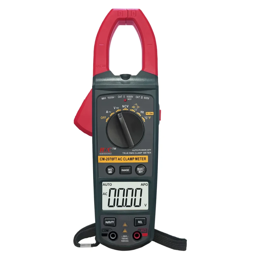 HTC CM-2070FT Digital Clamp Meter – 1000A AC/DC Current, True RMS, Auto Range, NCV Detector, Industrial Multimeter