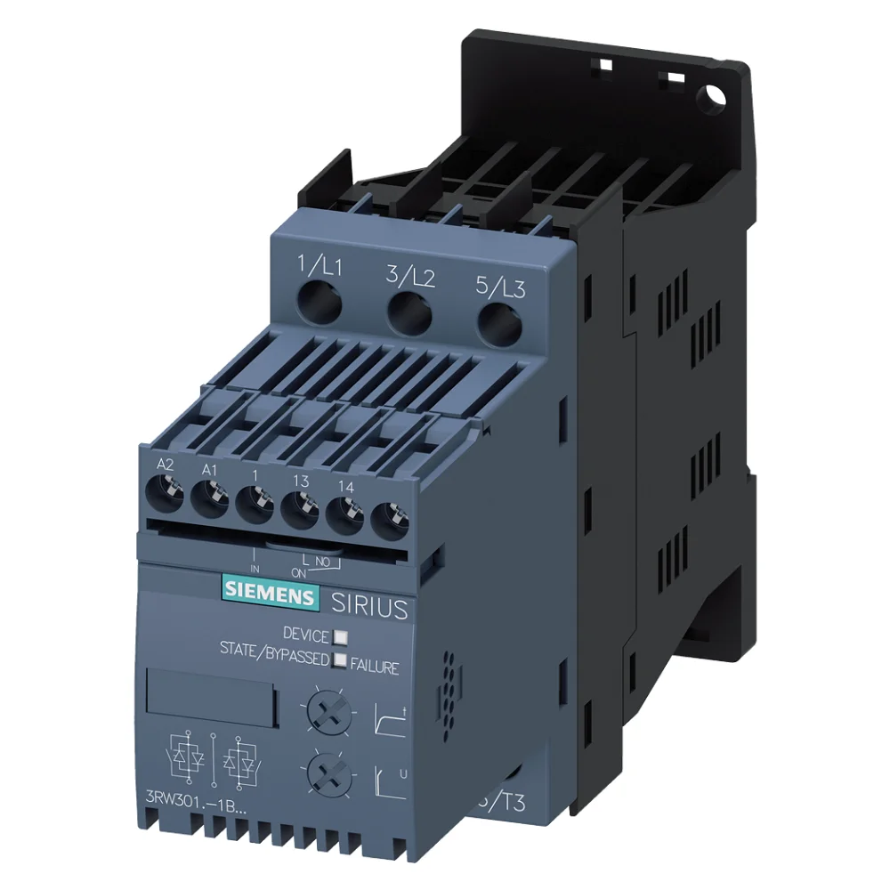 Siemens Sirius 3RW5 17.6 Amp 7.5kW 110-230 V AC/DC Coil Voltage Soft Starter 3RW30181BB14