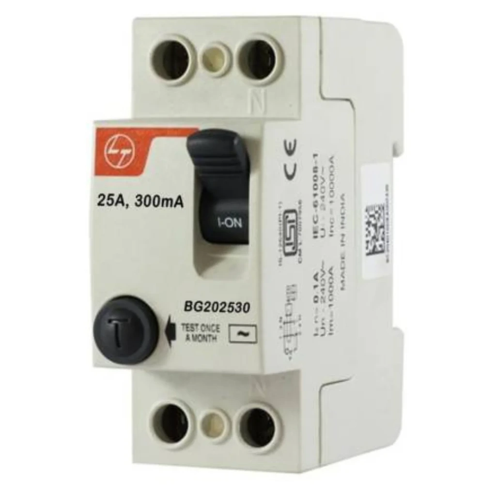 Lauritz Knudsen (Formerly L&T Switchgear) Exora 25 Amp 2 Pole 30 mA RCCB BG202503
