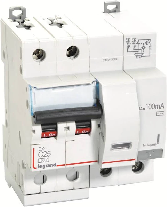 Legrand DX3 25 Amp 2 Pole 100 mA Type AC RCBO 4113 32