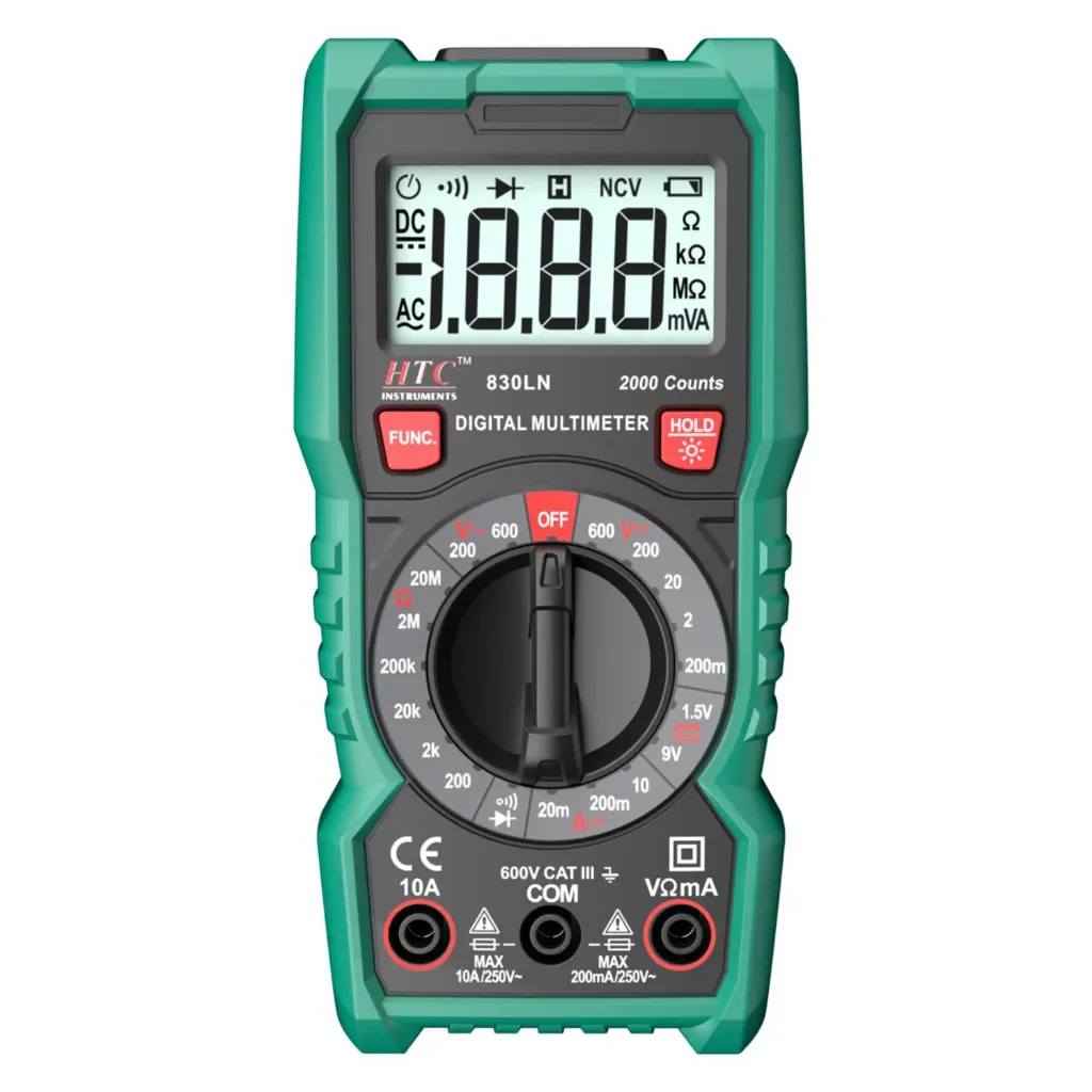 HTC Instruments 2000 Count 600V AC/DC 10A DC Digital Multimeter DM-830LN