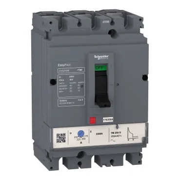 Schneider Electric EasyPact CVS MCCB, 63 A, 3 Pole, 25 kA, Fixed Overload & Fixed Short Circuit, Thermal Magnetic Trip Unit, LV510305